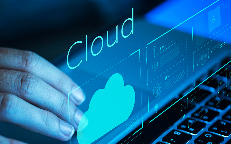 User accessing a cloud ERP system on a laptop.