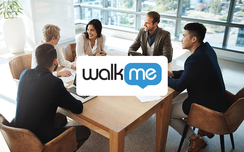 Corporate team discussing software user adoption